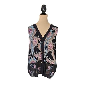 Carole Little Vintage Art Design Tank With Large Beads Sz M